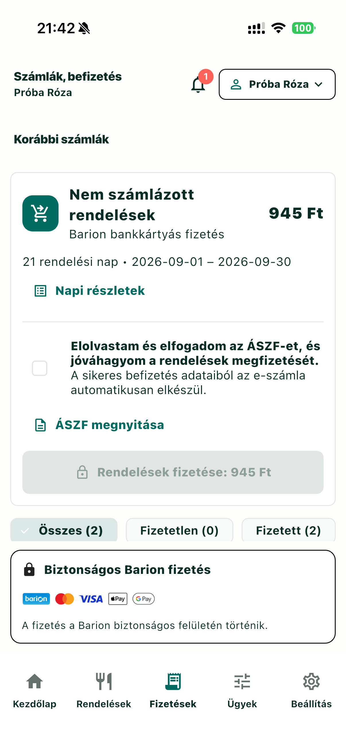 Nem számlázott rendelések és biztonságos online befizetés a MenzAppban