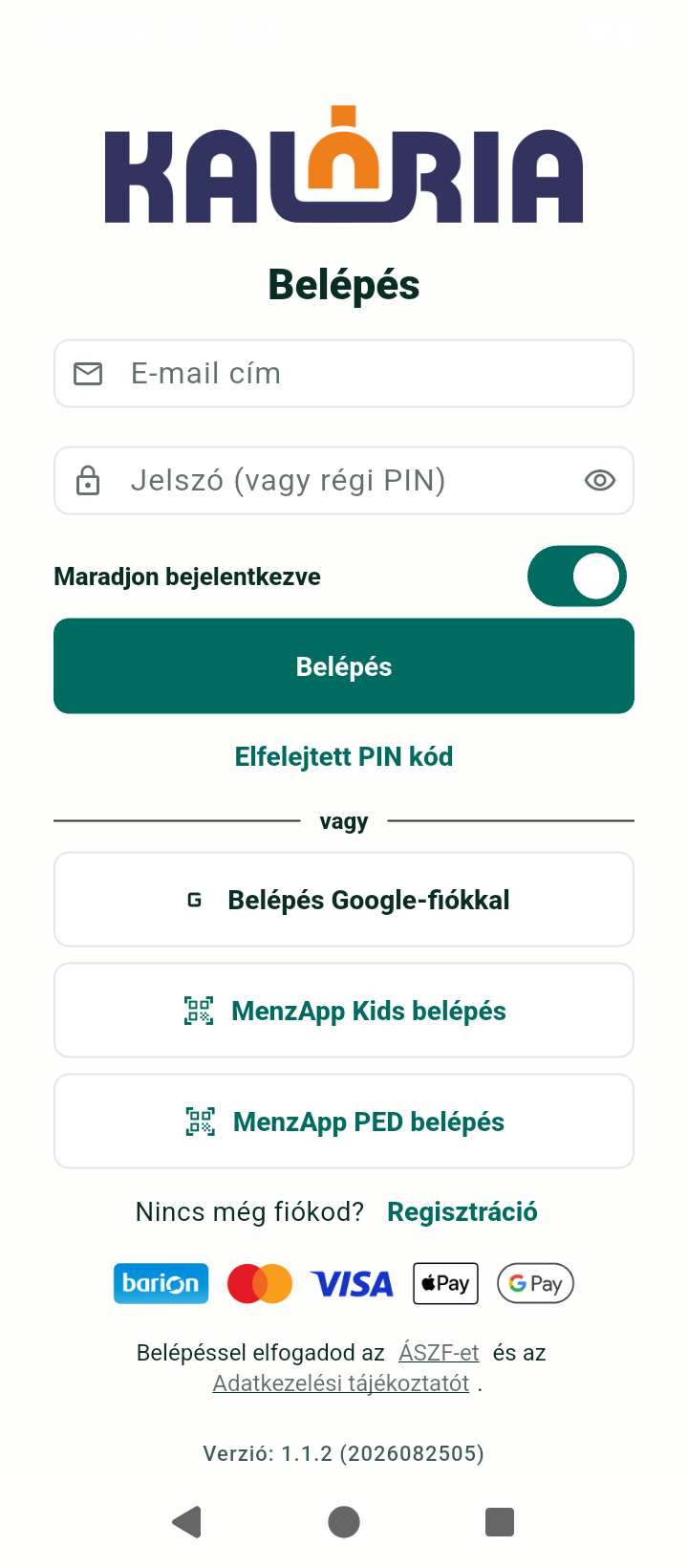 Belépési módok telefonon