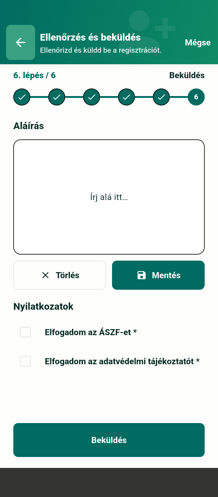 Regisztráció beküldés telefonon
