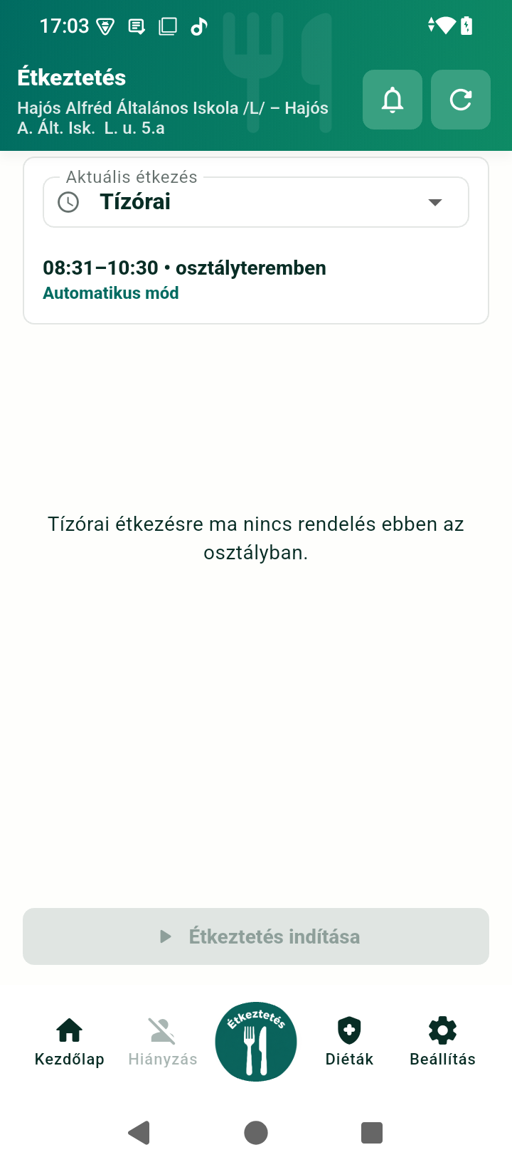 Tanár mód étkeztetés telefonon